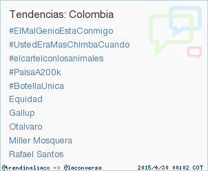 trendinaliaCO's tweet photo. #BotellaUnica acaba de convertirse en TT ocupando la 5ª posición en Colombia. Más en http://t.co/cSmLh2Ssg4 http://t.co/AtxZOM1cMo