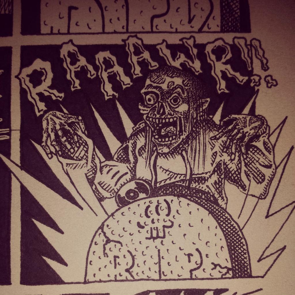 goghostonem's tweet photo. My zombies don't need brains. They like being stupid! #comics #comix #ZombieAlert #zombiecode #humor #selfpublishing http://t.co/u5De2L8UrC