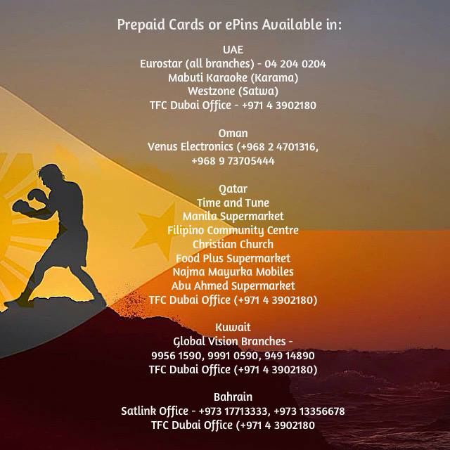 BUY A PREPAID CARD AT A STORE NEAR YOU! tfc.tv/Find-A-Dealer  to watch the #MayweatherPacquiao fight on May 3!