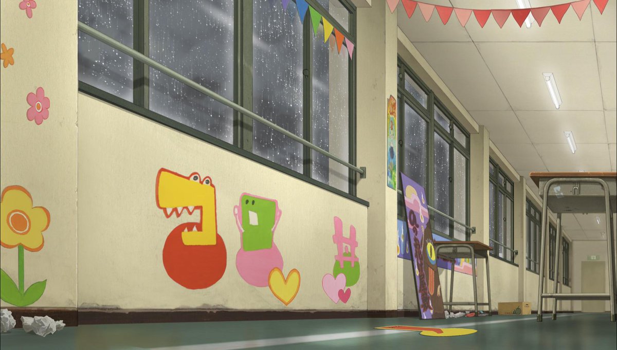 映画 台風のノルダ Gwが始まりましたね 映画 台風のノルダ は6 5の公開に向け絶賛作業進行中です 本日は美術背景 をご紹介 東と西条たちが通う中学校です 文化祭前日なので教室や廊下の飾りつけが進んでいます Noruda15 Http T Co Xlaqytznoi