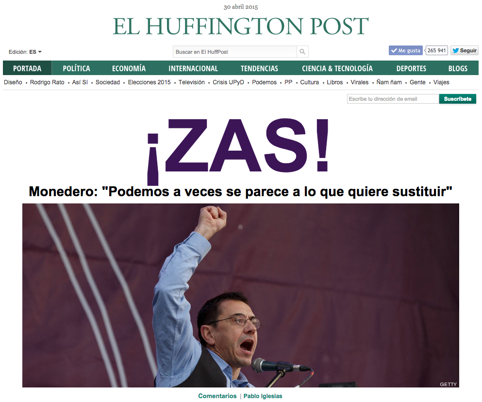 ElHuffPost's tweet photo. Las críticas de Monedero http://t.co/91SmDp32KO En portada http://t.co/irq4F2CneS