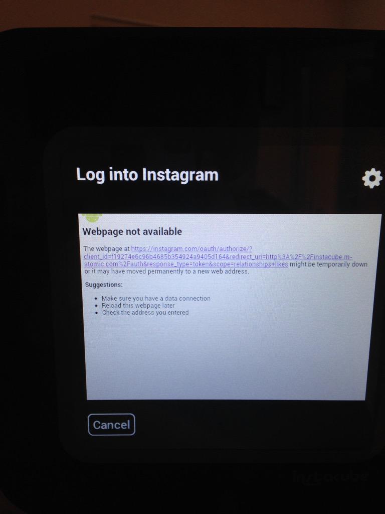 Oakseym's tweet photo. @hashtagcube hi guys - having a few issues connecting my #cube to the  login - do you guys know how to fix this? Thx http://t.co/YVKKVKJL5q