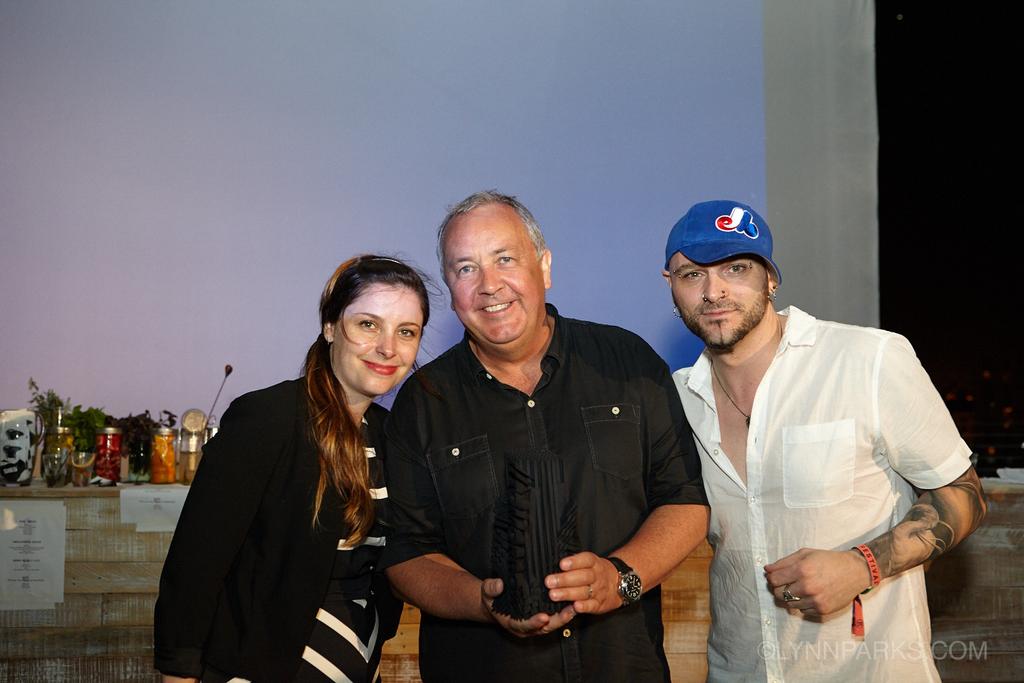 Mark Tutssel, CCO <a href="/LeoBurnett/">Leo Burnett</a> Worldwide accepting the #TomorrowAwards trophy for "S Drive"