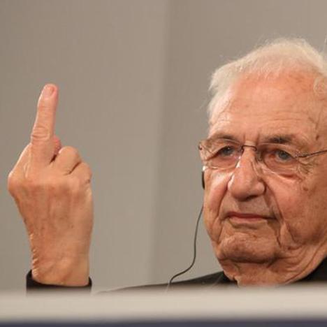 dezeen's tweet image. Reader comment: "Frank Gehry is my favourite architect of all time" dezeen.com/2014/10/24/98-…