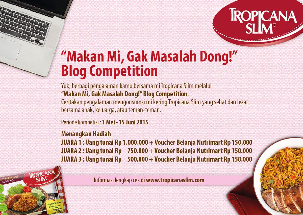 nutrifood's tweet photo. #NFBrand | Ikutan yuk “Makan Mi, Gak Masalah Dong!” Blog Competition by @TropicanaSlim :) Dan raih hadiah menariknya! http://t.co/77KXL9AcOj
