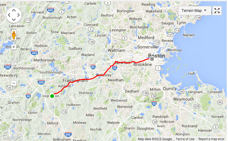 Claudi8S's tweet photo. Went for a 42.6kilometer Run. Ran from Hopkinton to Boylston Street #BQchat http://t.co/SglLBl5oFx #strava #ARmindset http://t.co/XZFW34QwqD