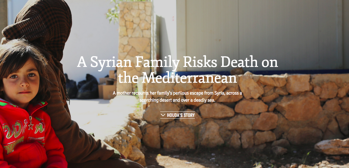 Refugees's tweet photo. A mom recounts her family’s perilous escape from Syria, across a desert &amp; a deadly sea http://t.co/zEkqv5PZJX http://t.co/61Yn1XPBVa