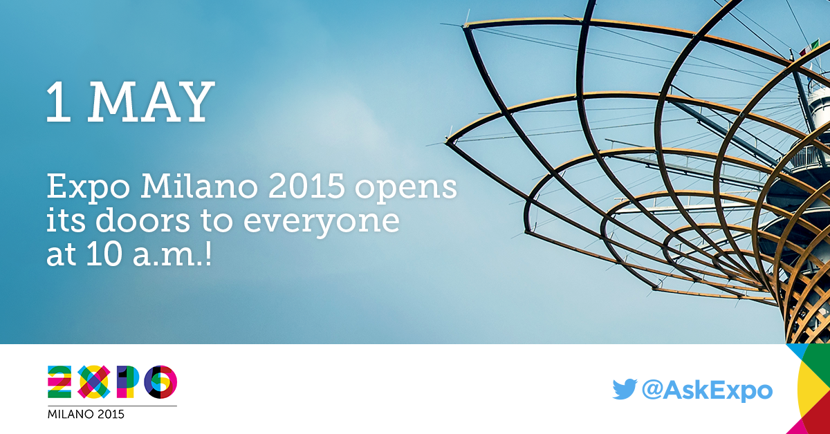 Expo2015Milano's tweet photo. Starting tomorrow, #Expo2015 opens its doors to everyone. Share this image and be part of it. Here we go! http://t.co/5sUykaKxZG