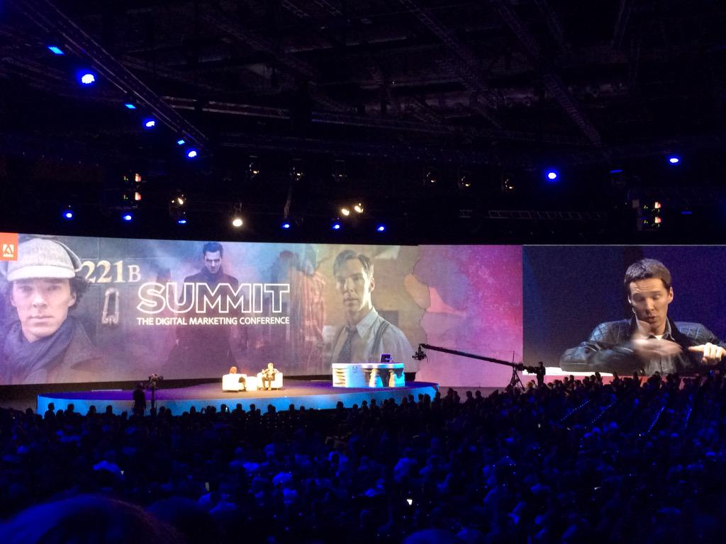 carlyokane's tweet image. Benedict Cumberbatch sharing views on social media, fame and measuring success! Awesome and top bloke! #AdobeSummit