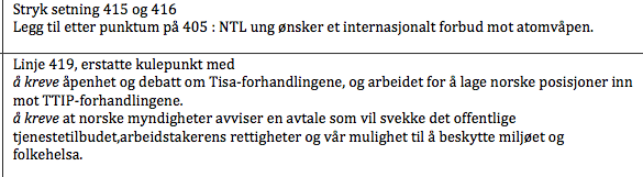 BenediktePH's tweet photo. God politikk fra #NTLung-konferansen! Kamp mot #TTIP, #Tisa og #atomvåpen! @AttacNorge @Handelskampanje @ICAN_Norge http://t.co/hk98xUlubR