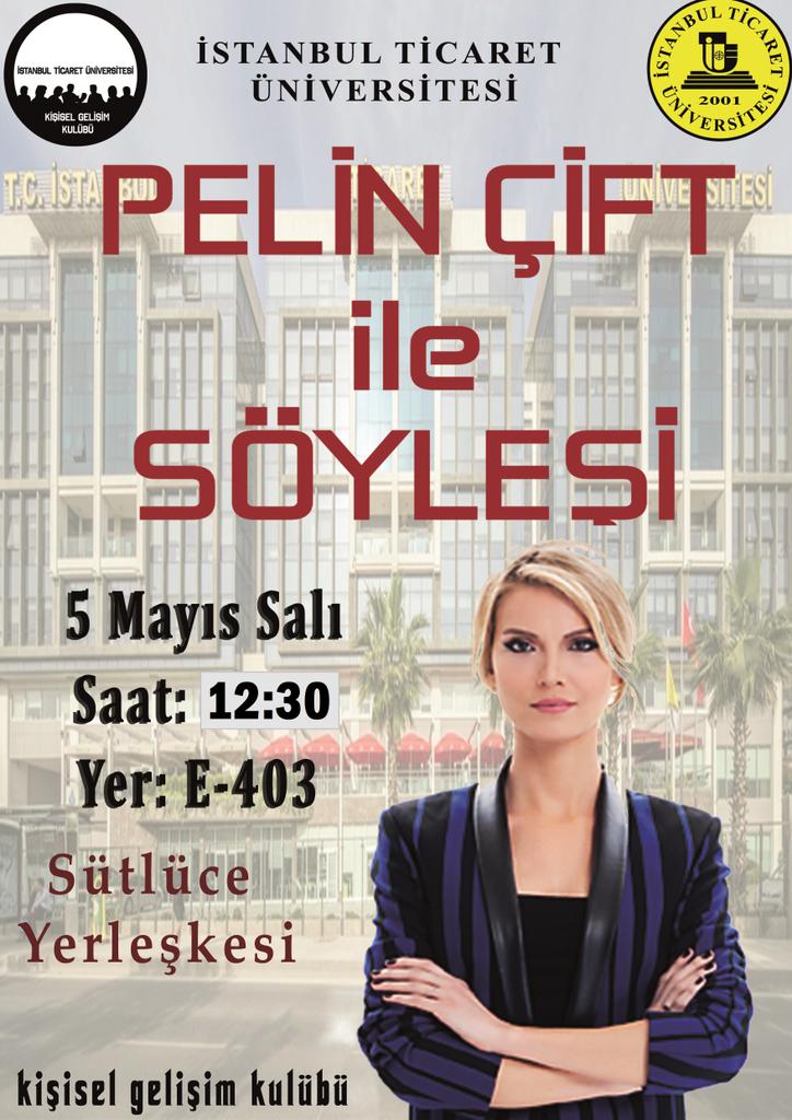 Kulübümüz tarafından "Yılın Sunucusu" ödülüne seçilen Pelin Çift okulumuza gelecektir <a href="/ciftpelin/">Pelin Çift</a>