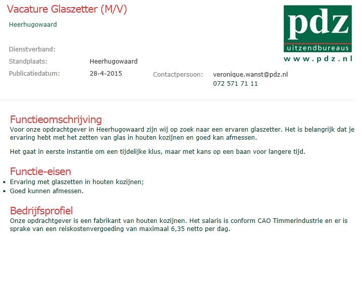 GEZOCHT: Glaszetter per direct!! #RT = lief!! #vacature #werk #Heerhugowaard
