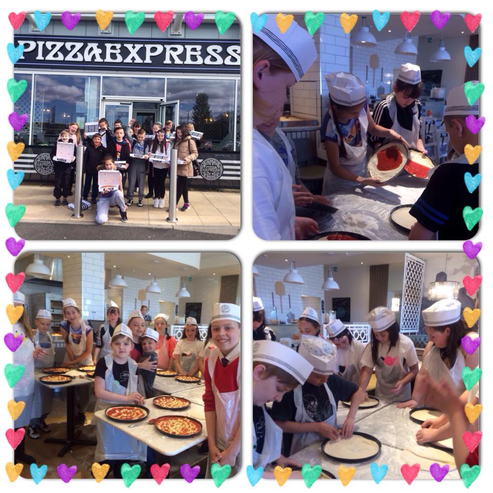 Primary 7 are making pizzas at Pizza Express, they look tasty! #pizza #tasteofitaly