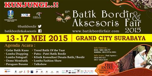 eventsurabaya's tweet photo. Dapatkan berbagai macam jenis batik hanya di pameran @batikbordir &amp; Aksesoris Fair |  13-17 Mei 2015 @GrandCitySBY http://t.co/0DfQGf0kin