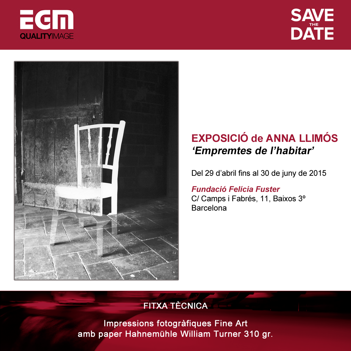 EGMLab's tweet photo. #Exposició “Empremtes de l’habitar” d’Anna Llimós a la Fundació Felícia Fuster. Part de l'obra, impresa a #EGMLab. http://t.co/yhJEOGCgCE