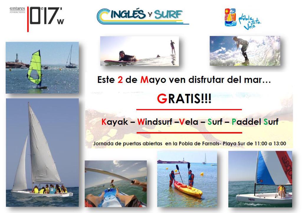 ANTARES_017's tweet photo. Este sábado 2 de mayo prueba nuestras actividades gratis en @ayto_lapobla !!! #lapoblatodavela #vela #windsurf #kayak http://t.co/GTd3qSKEU1