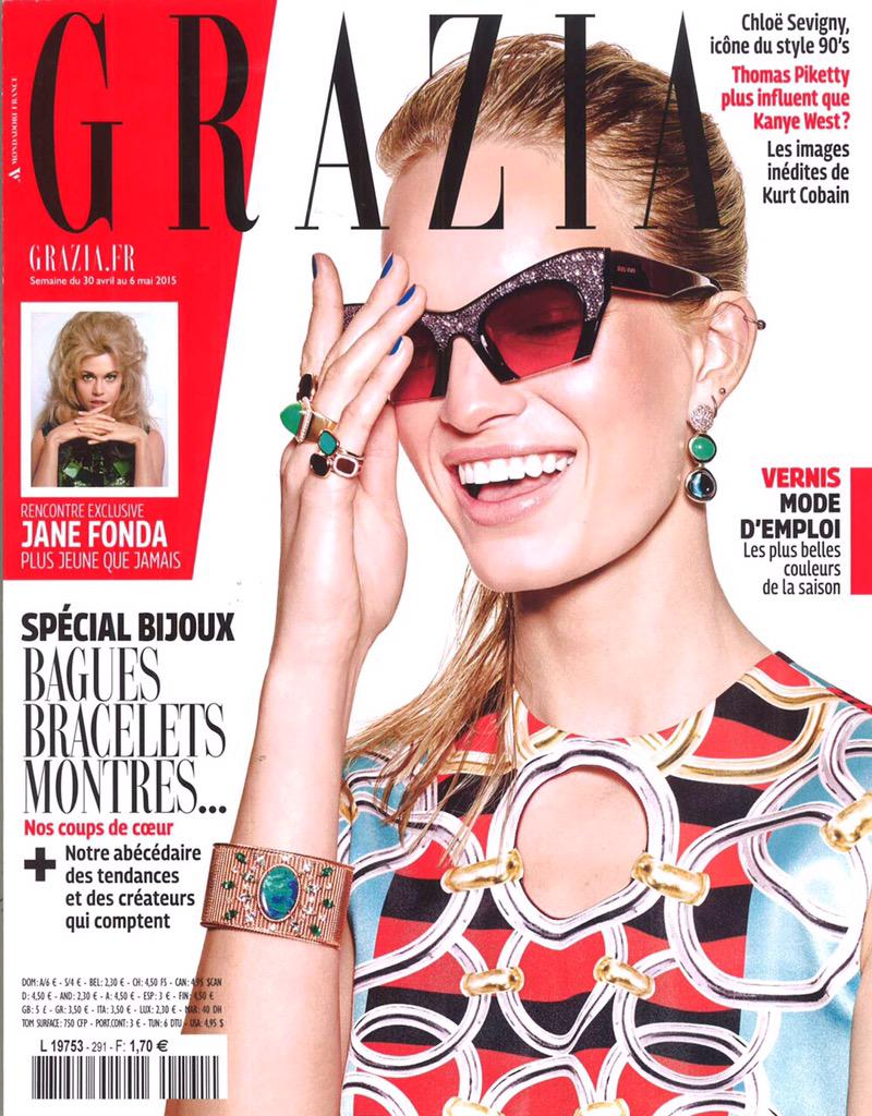 Nuun's Thé Vert ring in the latest Grazia, Paris. Merci <a href="/grazia_fr/">Grazia France</a> ! #highjewellery #hautejoaillerie