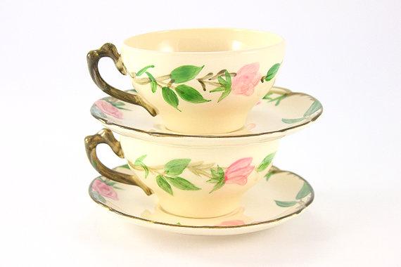 Two Franciscan Ware Desert Rose Cup and Saucer Set arnd.co/IpFK0  #iartg #asmsg