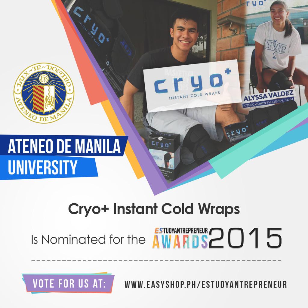 CryoPlus_ICW's tweet photo. Vote for Cryo+ Instant Cold Wraps in the Estudyantrepreneur Awards 2015! 😃 Visit http://t.co/G9iDOT8uc8 to vote! 👍🏻 http://t.co/n5Io7szoZG