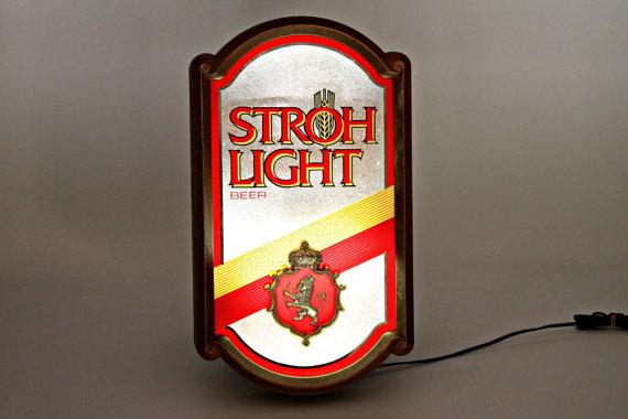Lit Beer Sign, Stroh Light Beer Lighted Sign, Stro arnd.co/GX45L  #etsy #Like2