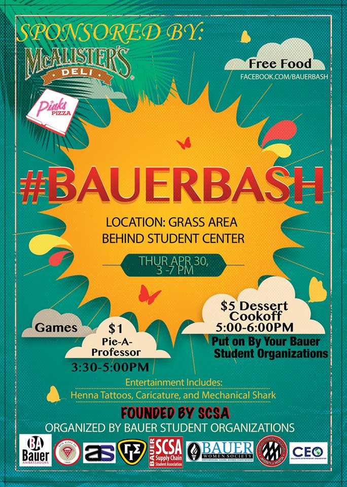 bauergis's tweet photo. TODAY'S THE DAY! Go to the lawn behind the Student Center &amp; celebrate Spring 2015 and graduation!#BauerBash #UHBauer http://t.co/vUJNydAiXg