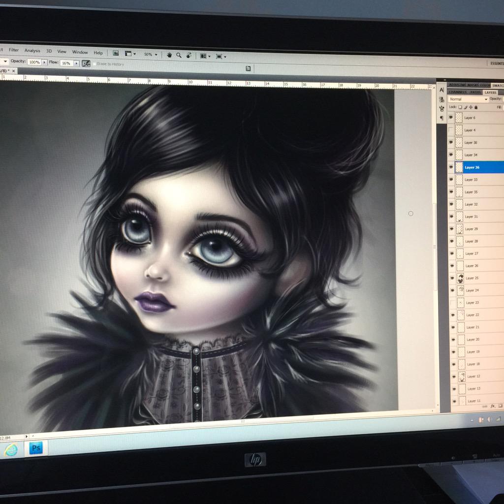 MakingMyths's tweet image. Feeling inspired.....so I'm doing a bit of #painting  in #photoshop 🎨💖 #artbytabitha #littledarling #gothic #dark
