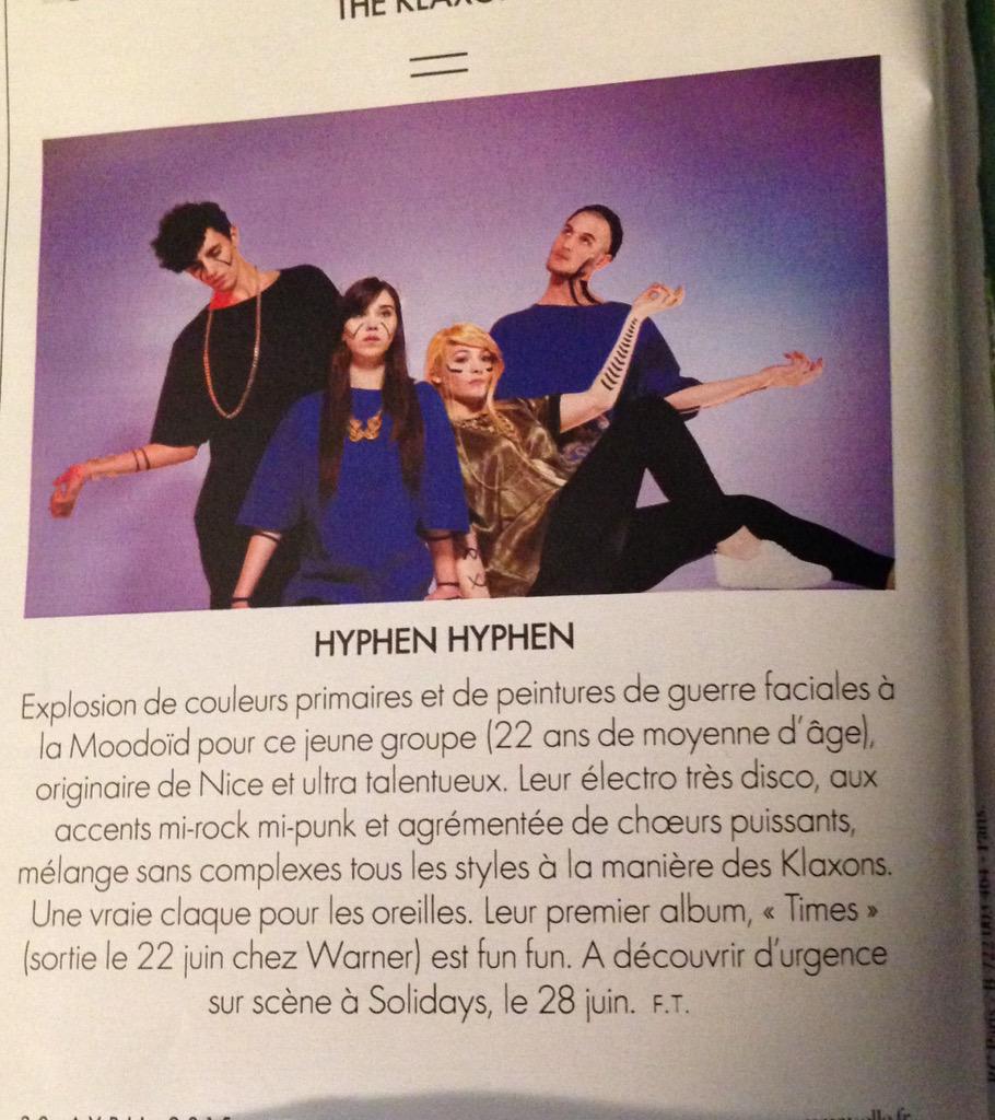 Delf_e's tweet photo. @HYPHENHYPHEN 

Zêtes dans mon Elle 😊 

Souvenirs d'un concert au 104 il y a deux ans... Beau chemin parcouru ! http://t.co/8KP5DqXp9E