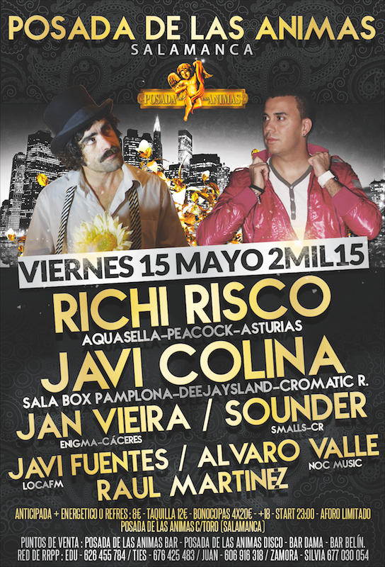 PosadaAnimasSLM's tweet photo. Viernes 15 de Mayo en La Posada de las Ánimas Disco de Calle Toro #RichiRisco #JaviColina @slmkesfiesta @PartyEspana http://t.co/5X0EFcBoTD