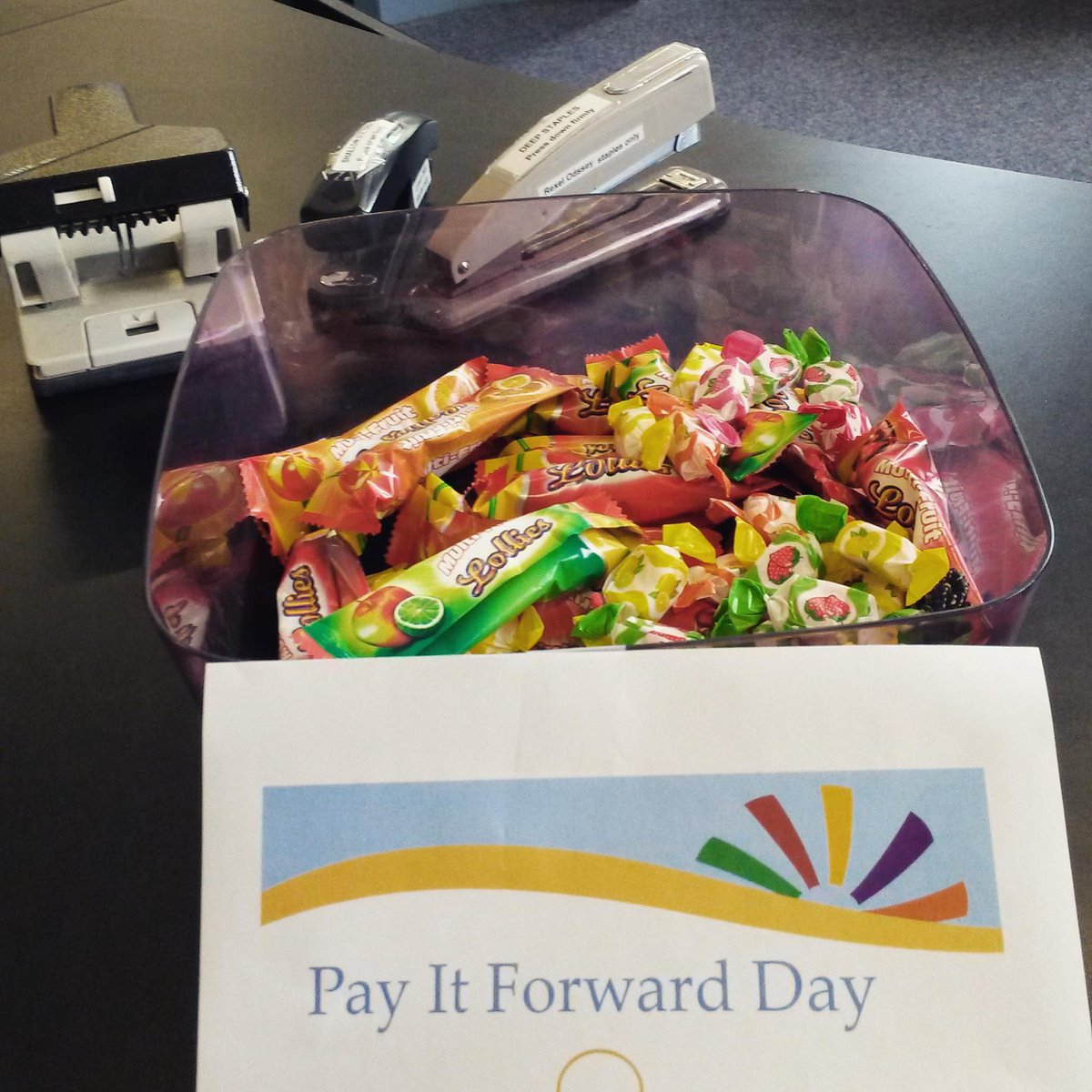 ButeLibrary's tweet photo. We've airdropped some #revisionaid at the issue counter, on a #payitforwardcu theme! Take. Eat. http://t.co/XACfD2cMDM