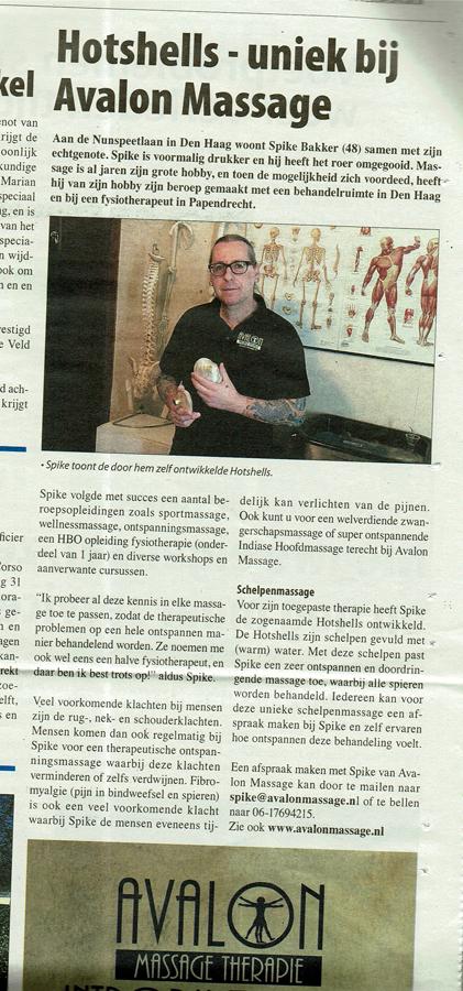 SpikeBakker's tweet photo. Leuk stuk in de krant! #massage #DenHaag #AvalonMassage #krant #Hotshells http://t.co/u12il3BZgR