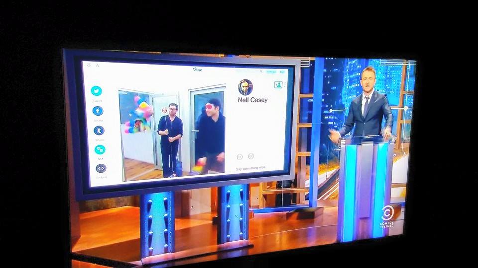 yenbakas's tweet photo. Oh, apparently @nellcasey, @LanceMerlo &amp; I were on @midnight last night ! http://t.co/onUksnOL0n