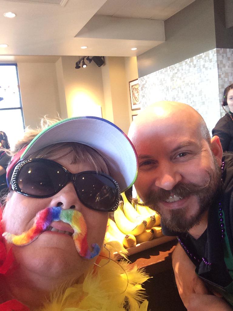 rchamber5's tweet photo. #thxmam #patisthenewpaw matching mustaches with James @ Brentwood http://t.co/X4dMCXUybF