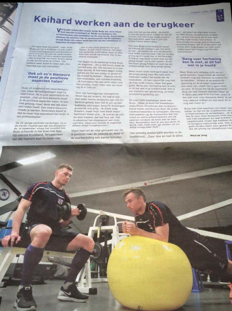 JordyBuijsSCH's tweet photo. In de Corner een interview met Buijs en Voest die hun kruisband hebben afgescheurd en hard werken aan hun herstel. http://t.co/u3Cx816Nul