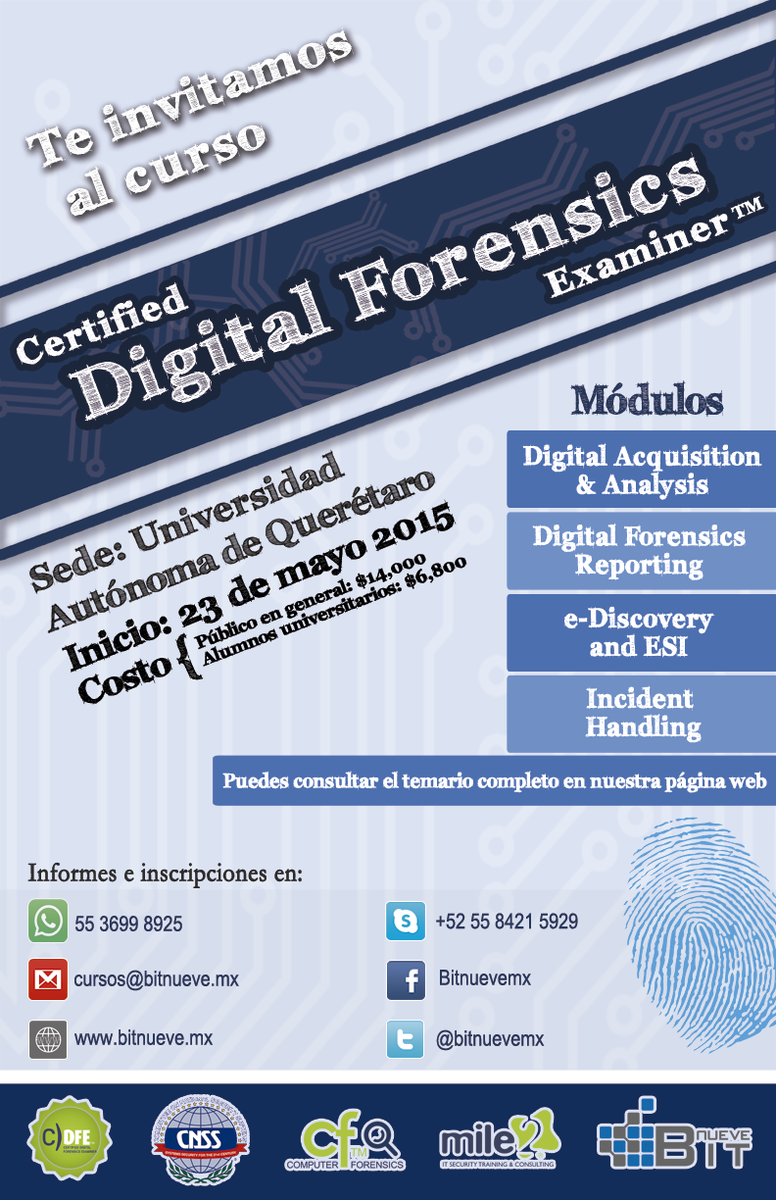 Pentest101MX's tweet photo. #Queretaro #Certicate #DFIR @bitnuevemx http://t.co/2g3vovXTuW