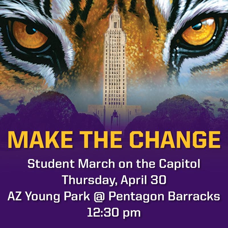 Calling all Tigers! March with us today!  #stopthecuts #makethechange