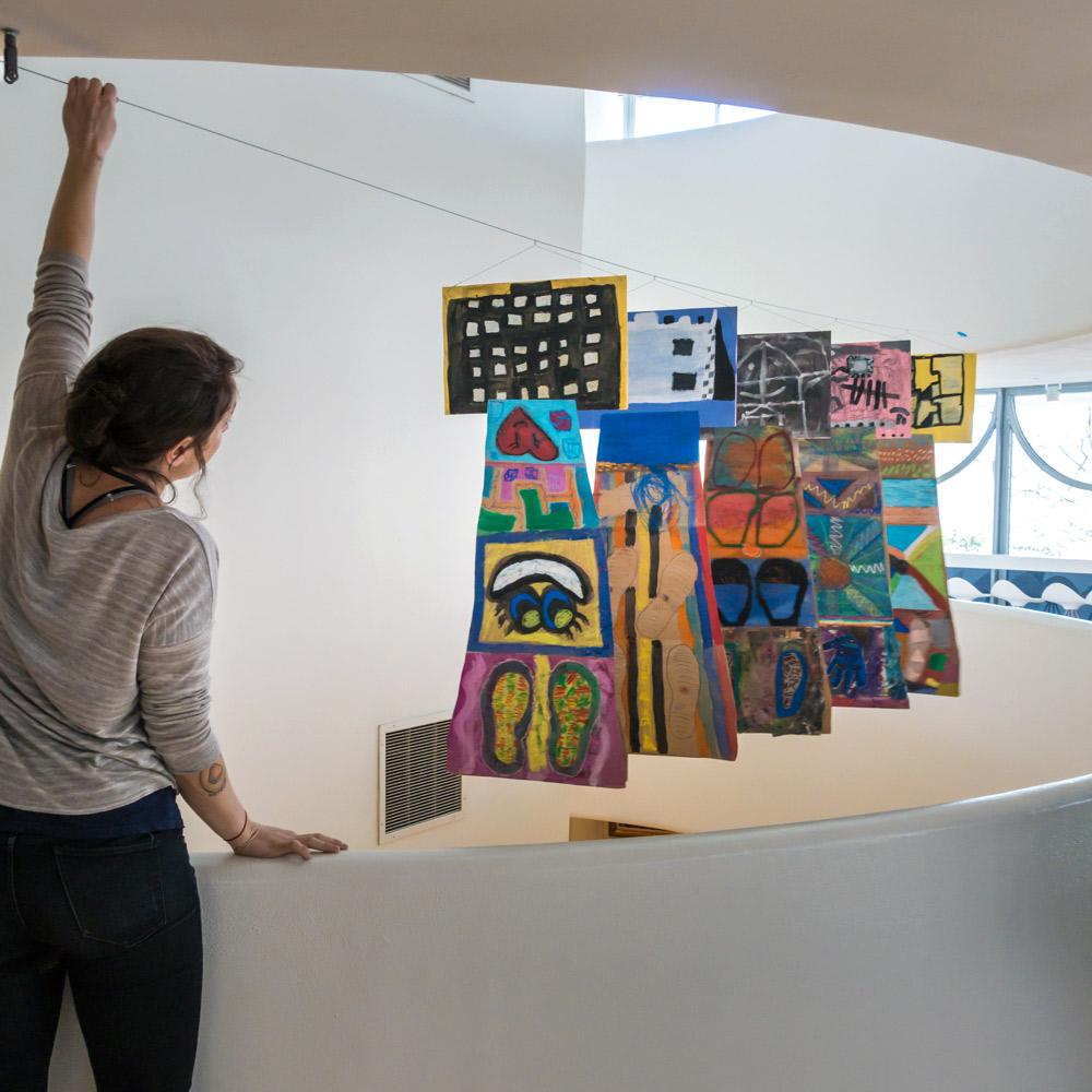 Guggenheim's tweet photo. We're getting ready for tonight's #LearningThroughArt opening. Follow our @NYCulture takeover: http://t.co/ahcu4kfhR0 http://t.co/JrL1coj4ze