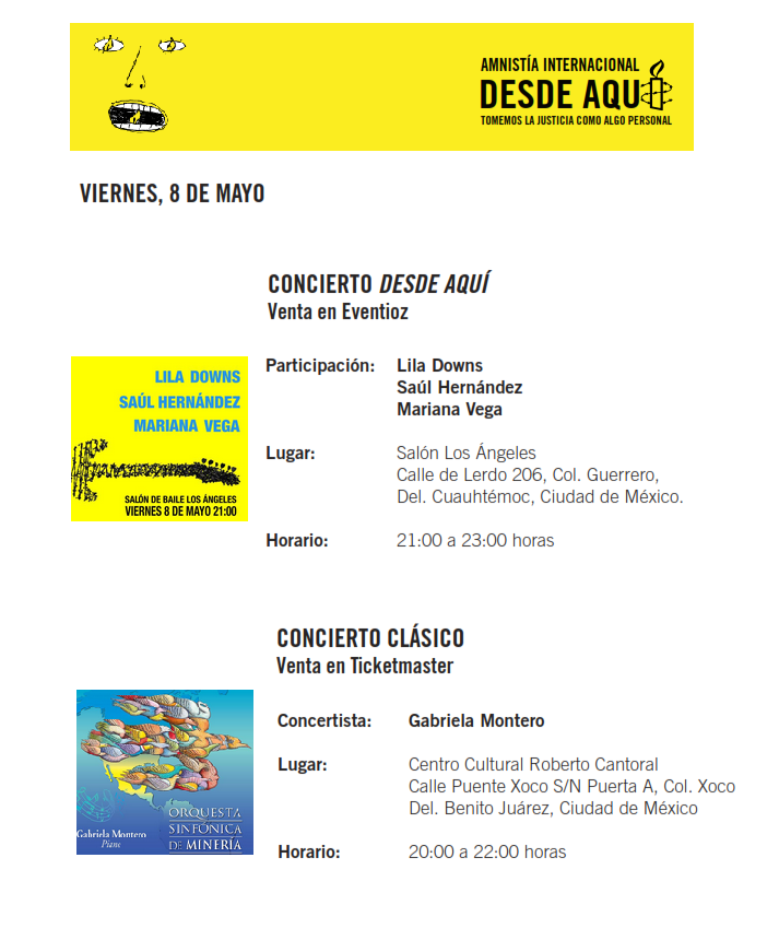 GomezMarcos's tweet photo. Mariana Vega y Gabriela Montero en 2 conciertos el #8M 
por Apertura de Oficina Regional de AMNESTY en México http://t.co/PZOVMjCKfA