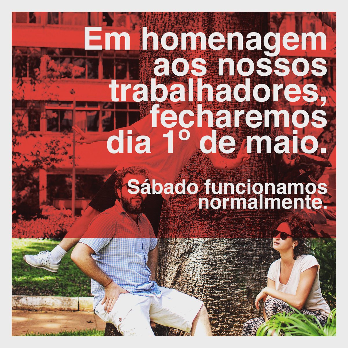 objetoencontrad's tweet photo. Em homenagem aos nossos trabalhadores, fecharemos dia 1º de maio.
Sábado funcionamos normalmente. http://t.co/t7kQrpfbc7