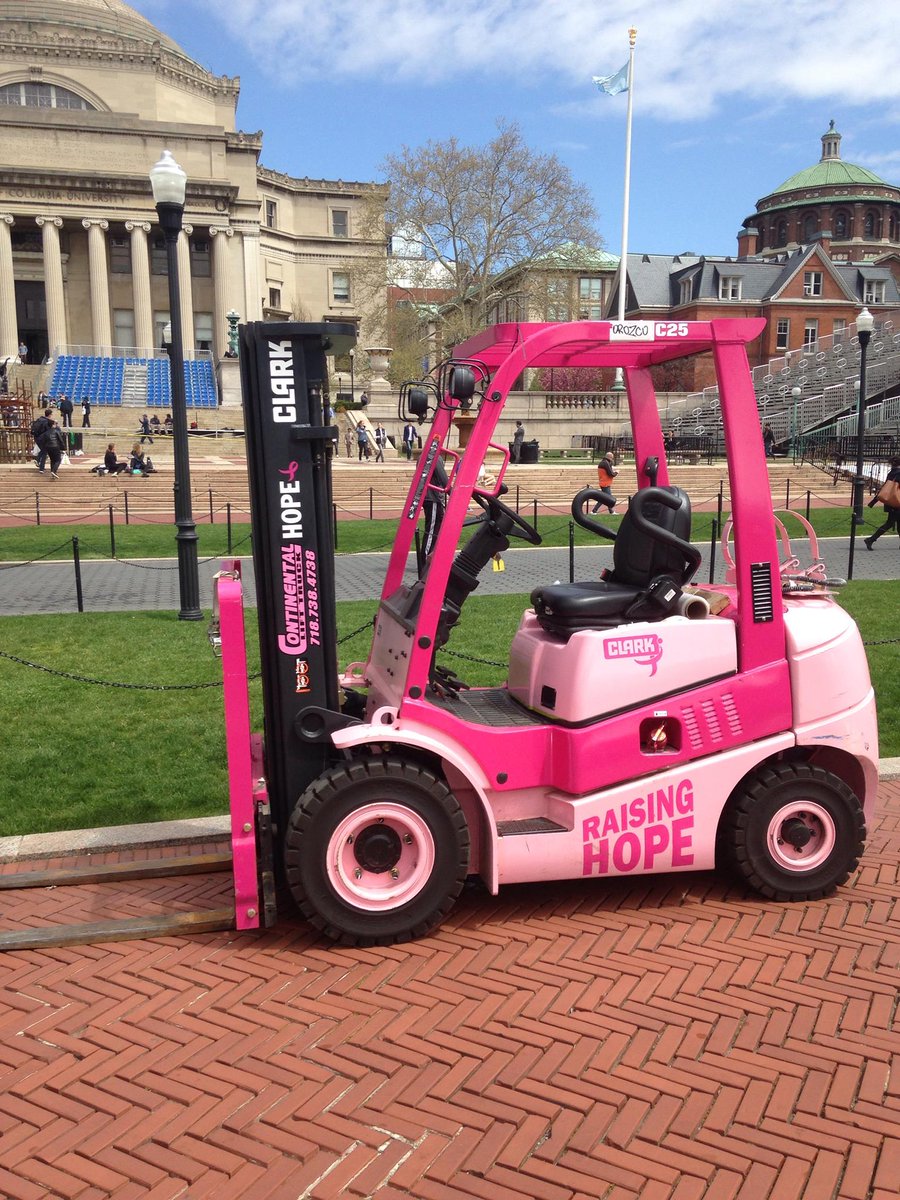 Sololackey's tweet photo. @clarkjlogan Forklifts against breast cancer #liftsandseparates #womenshour http://t.co/hEM9KUK7tE