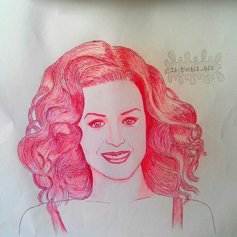 Bubble_Gee_'s tweet photo. @katyperry drawn with red ballpoint pen #katycat #katypery #red #ballpoint #sketch #draw http://t.co/xLpMPuZJ11