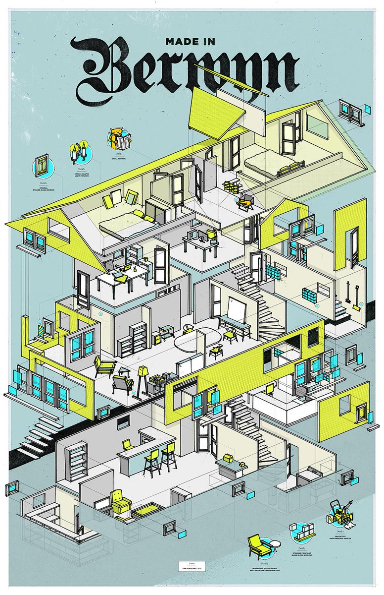 StreetingDesign's tweet image. My axonometric Chicago bungalow poster is now available as an 11" x 17" matte cardstock print: streetingdesign.bigcartel.com/product/berwyn…