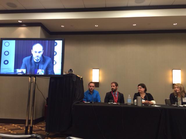 Angela_Stark's tweet photo. Great session on distance learning @ #i2summit15 Fitting that panelists from Denmark, PA &amp; OH were on via video conf! http://t.co/Ssv7493U0f