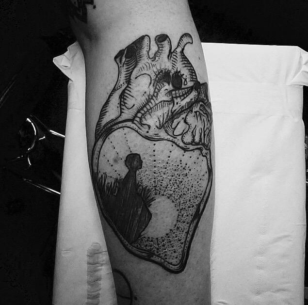 Anatomical Heart Tattoo Black And White