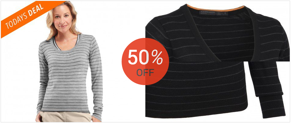 Today's deal—Save 50% off ICEBREAKER Women's Athena Long Sleeve Scoop Stripe liveoutthere.com/deals/icebreak…