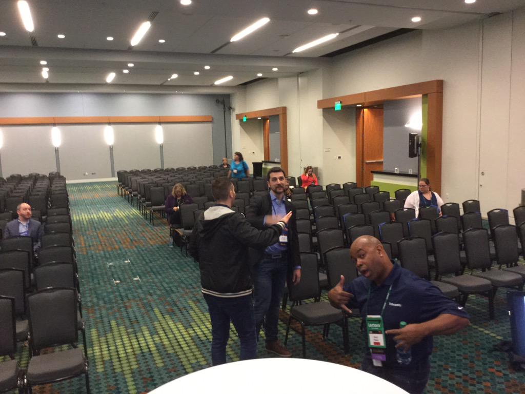 Lectora's tweet photo. Daryl photobombing? Of course. RT @eChick_Heidi: On stage. #LUC2015 #findthefuture http://t.co/xXRGLIWy3v