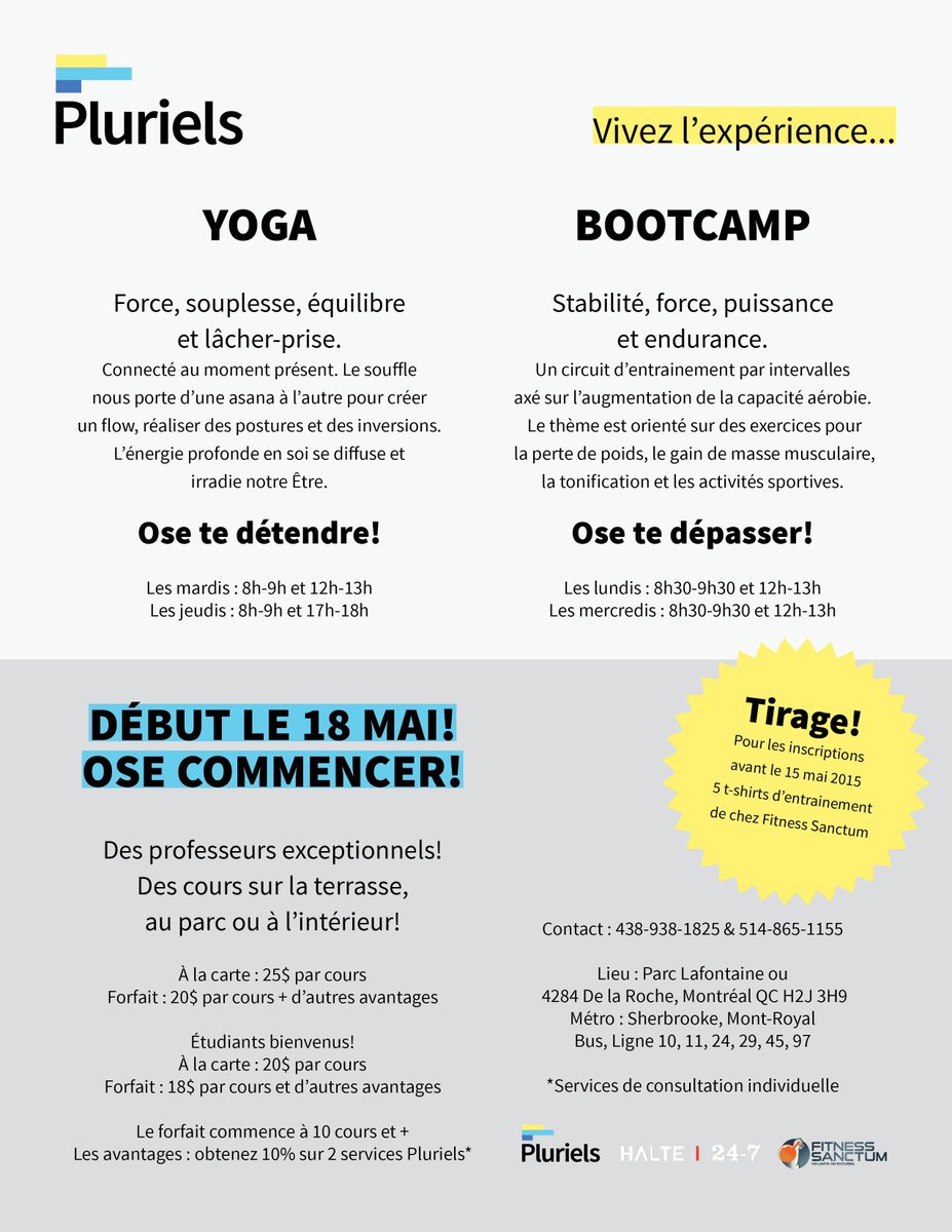 _Pluriels's tweet photo. Enfin le beau temps! Yoga sur la terrasse de la @Halte24 et de Bootcamp au parc Lafontaine! https://t.co/0S2dVr7cvc http://t.co/sLuPFKFflK