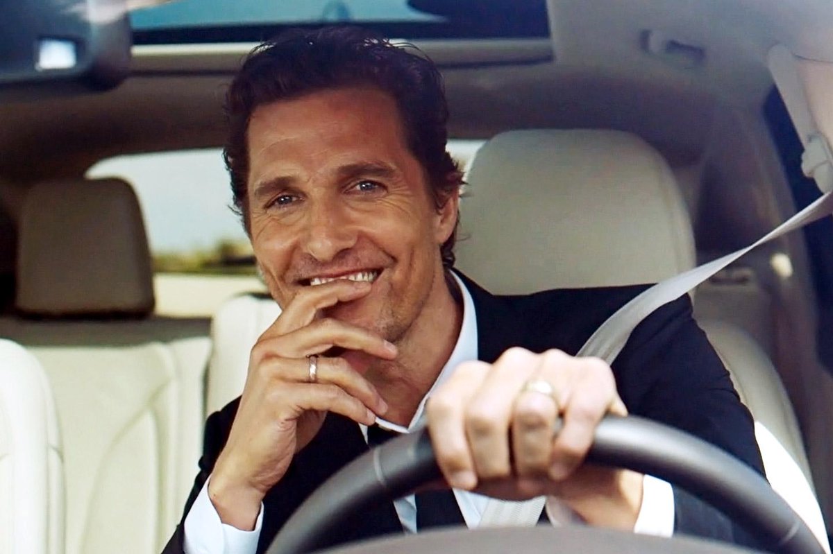VanityFair's tweet photo. .@McConaughey still hasn’t seen @JimCarrey's spoof of his Lincoln commercial http://t.co/KiZZqoT1Vk http://t.co/4QhbQegaxE