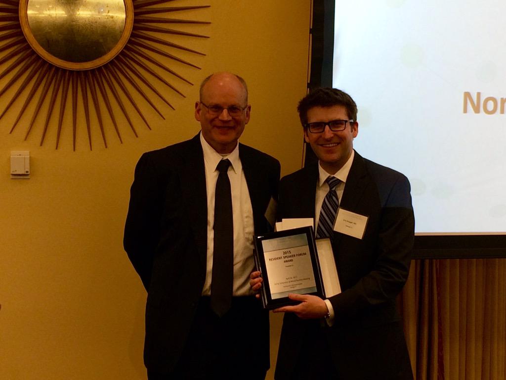 ICEPemergency's tweet photo. Congratulations to Dr Eric Krueger of UIC, winner of the Resident Speaker Forum http://t.co/J0aZ1Ic4sE