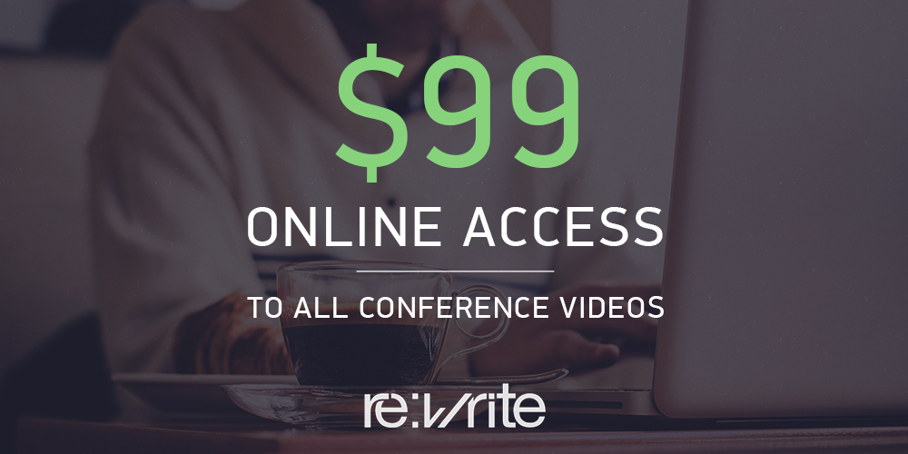 ReWriteConf's tweet photo. Today's the day! All conference videos are available at http://t.co/VP0ebYzIAO. Relive Re:Write 2015, &amp; keep writing! http://t.co/cuRznY5JZr