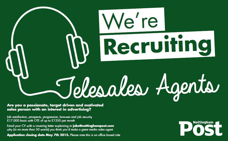 nottm_post's tweet photo. #TheNP are recruiting. Search #telesales roles like this online with the Post #jobs site: http://t.co/6OLRrPV5IT http://t.co/AwDHEdXVFH